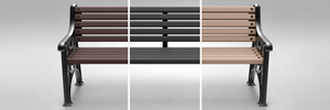 Which materials do Glasdon use for their seats and benches?
